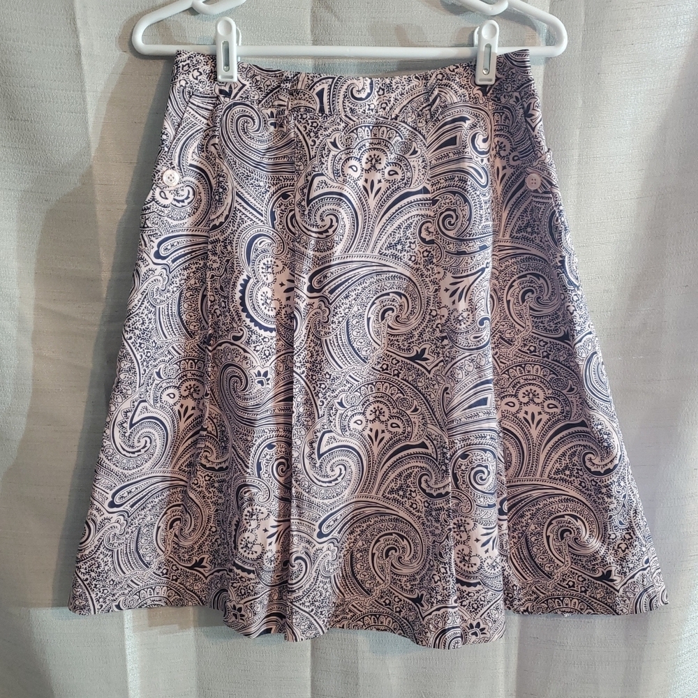 Liz Claiborne Size 4 Silk Blend Paisley A-Line Skirt Retro Boho Chic